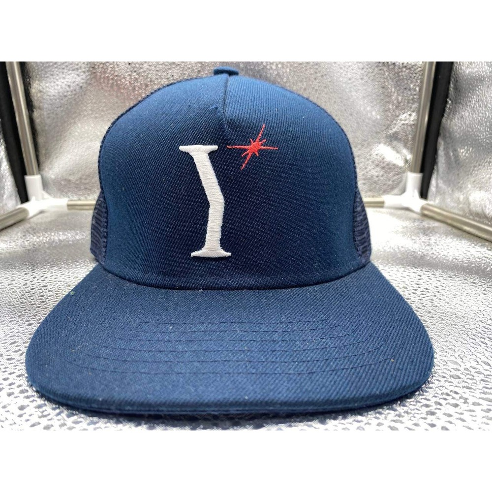 Y&R Young &‎ Reckless Trucker Hat Mens OSFA Navy Blue Embroidered Logo Snapback